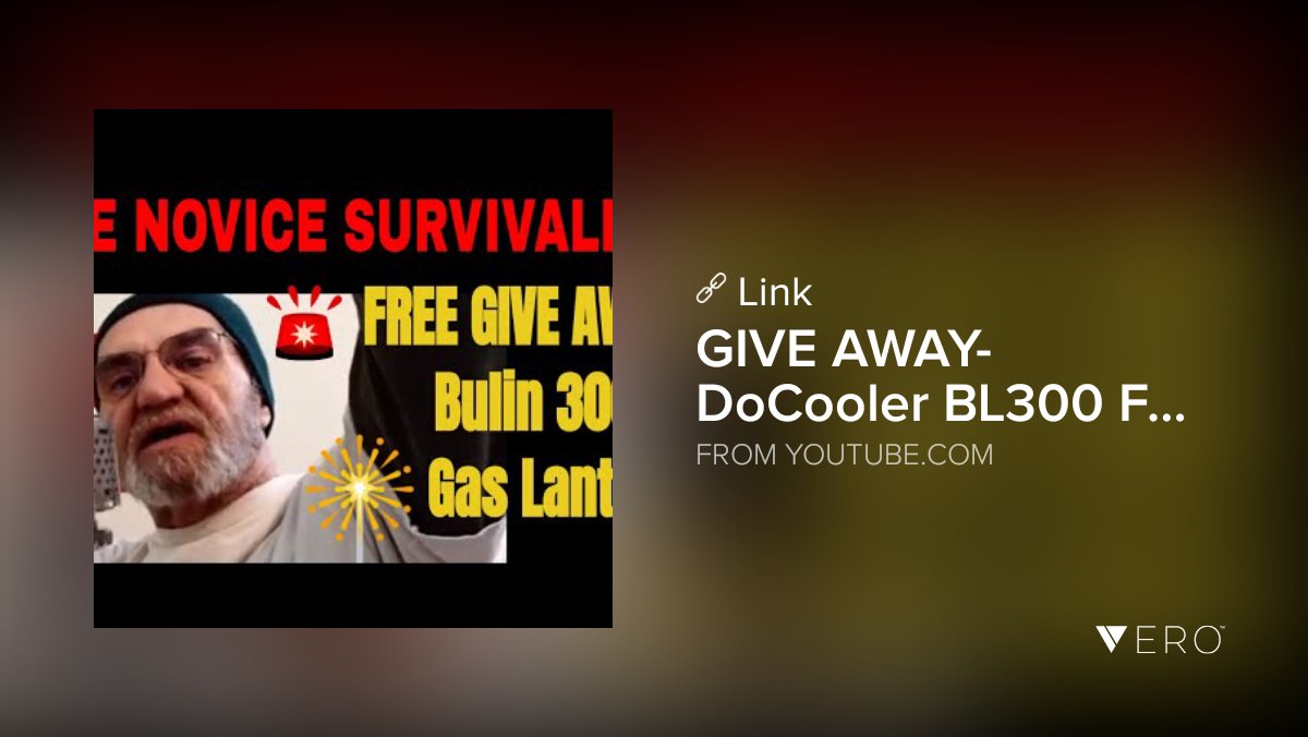 2ndChanceGeorg1's tweet image. youtube.com/watch?v=rcpWFN… - Here you if you in US. You could win this compact gas lantern...check it out
#decooler #compactlantern #outdoorjunkie #outdoors #hiking #walkabout #camping #campactgaslantern #campingessentials #outdoors_addict #outdoors @VeroTrueSocial