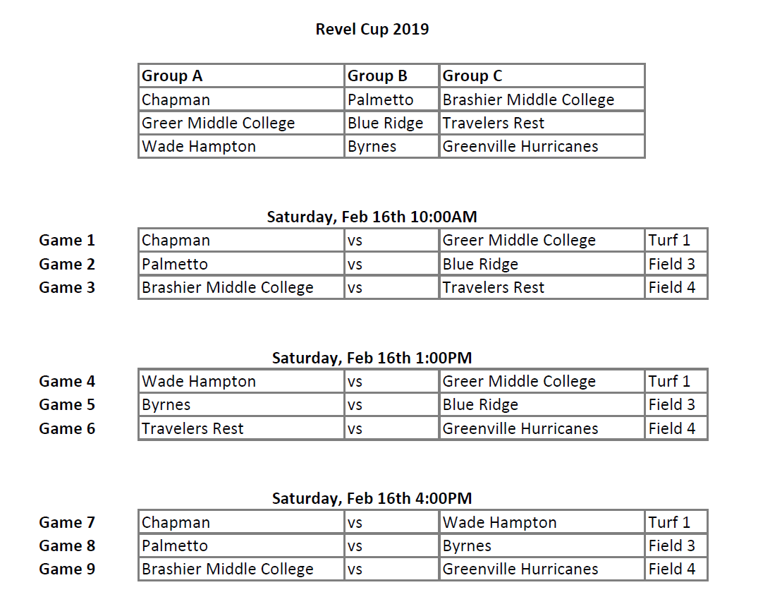 ByrnesMenSoccer's tweet image. Rebel Cup kicks off tomorrow! All games will be played at the @UpwardSC. Schedule and Field Layout attached.