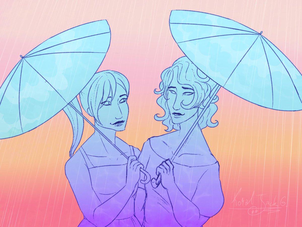 KoralMoonlight's tweet photo. #femslashfeb2019 Day 15: Umbrellas

#femslashfebruary #femslash #wlw #wlwart #wrtwork #sapphic #oc #originalcharacter #koralverse https://t.co/SYOln8EJPl