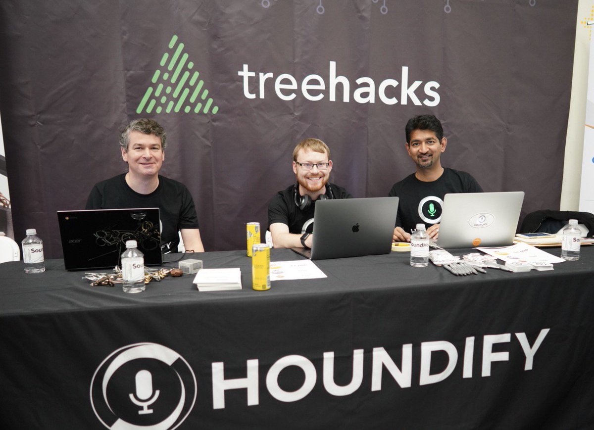 SoundHound's tweet photo. We're at #TreeHacks2019 all weekend helping students build safety, health, and awareness focused #VoiceAI apps and hardware! Thanks for having us, @hackwithtrees. 🤓 https://t.co/Yd2vRZlpmp