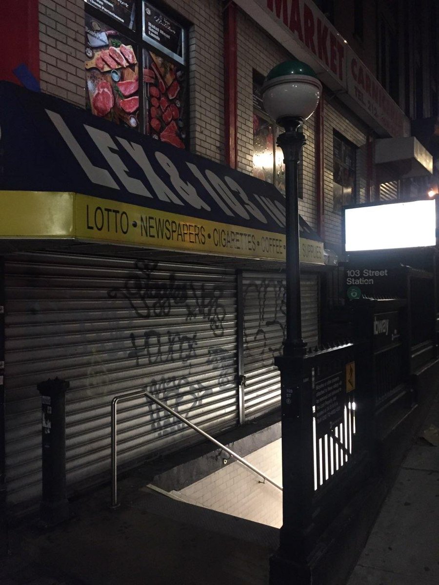 NYPD23Pct's tweet photo. After all the stores are closed and we're safely tucked in our beds, Detective Ross walks the streets of East Harlem with his paint and his roller setting things right so that we'll wake up to a beautiful, graffiti free #EastHarlem #ElBarrio. https://t.co/6W39bjILwf