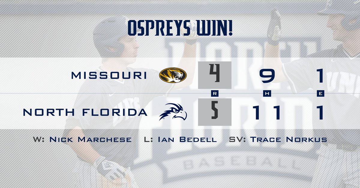 Season-opening win against Mizzou ✅

#SWOOPLife #OspreyNation ⚾️