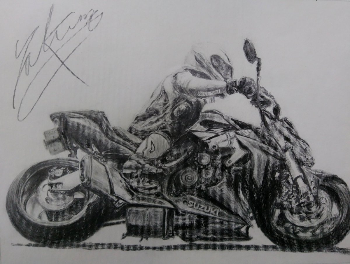 佐々木 琢磨 V Twitter 出来た 鉛筆 デッサン バイク 絵 Art Drawing Motorcycles Suzuki