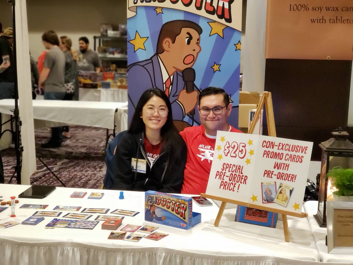 BiplaneGames's tweet photo. Ready to kick off a great #Orccon2019 with the @strategicon folks! Check out #Filibuster looking great on the table! ๐ Get your #preorder this weekend!
#BiplaneGames #boardgames #gaming #conventionseason #comingsoon #politicalhumor #indiegames #indieboardgames https://t.co/yp2vWdixiO
