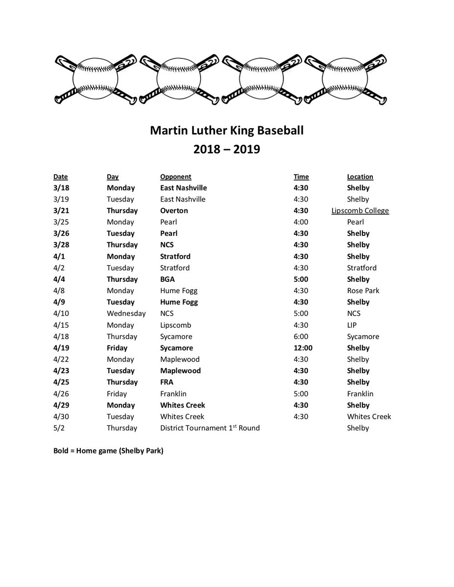 Your 2018-2019 Royals Baseball Schedule