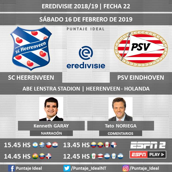 laguiapambolera's tweet photo. ⚽ #EredivisiexESPN | #SCHeerenveen vs. #PSVEindhoven 
🎙 Narración: @kenneth_garay 
🎙 Comentarios: Tato Noriega 
📺 #ESPN 2 México, Centroamérica y Rep. Dominicana 
🖥 @ESPNPLAY Latinoamérica 
🤳 #ESPNesHD - #Eredivisie 🇳🇱 - #SCHPSV 
Dale RT 🔃 https://t.co/338esoMyT2