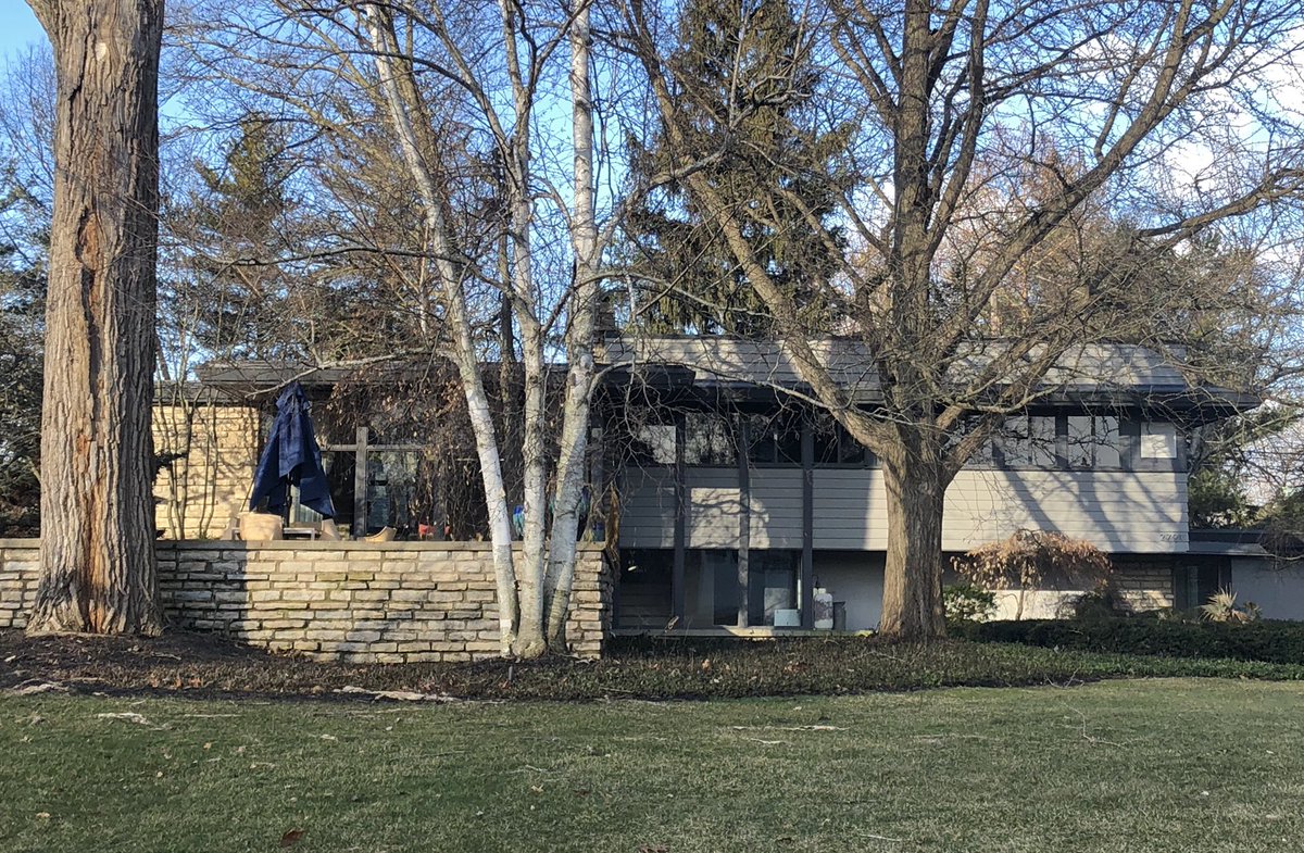 In 1952, Musson built this house for his family in Upper Arlington. You can see more of the influence from Wright in this one.