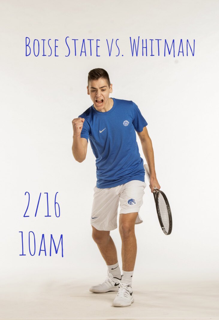 BroncoSportsMTN's tweet photo. Come out and support your BSU men’s tennis team tomorrow as they take on Whitman college at 10am in the BOAS tennis center. #BleedBlue #trusttheprcoess #competeeverday #itatennis https://t.co/Xh94fo54OY