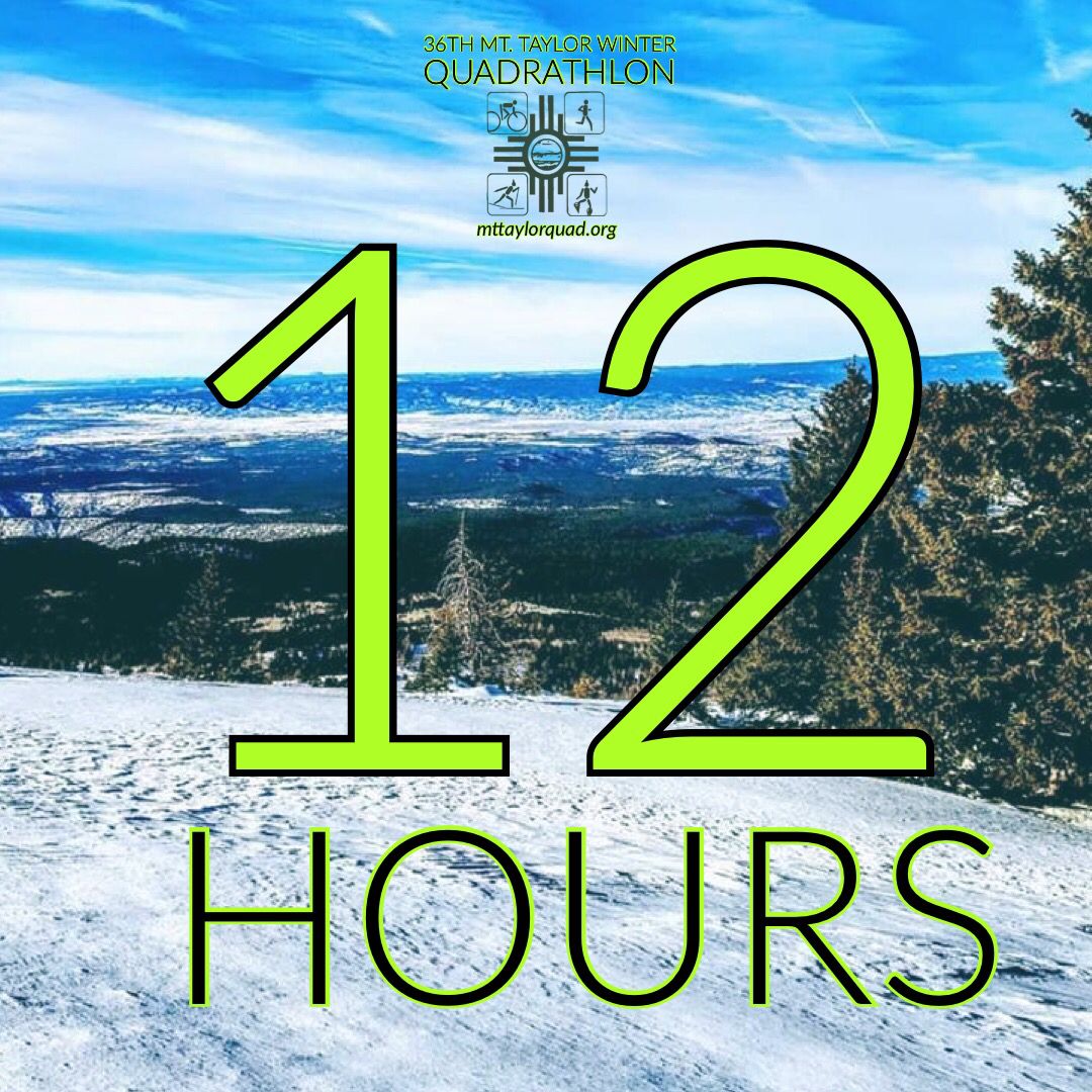 MtTaylorQuad's tweet photo. The 36th Mt. Taylor Winter Quadrathlon by the Numbers:

12 hours until 8 a.m. start time.
149 soloists

14 pairs

40 teams

37 Doublers

Total: 326 Registered Participants https://t.co/GKRUAnZUij
