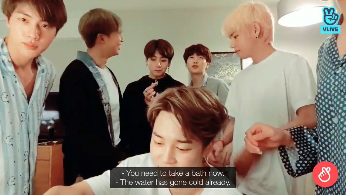 Luckily the guys understand yoongi’s bathing needs and they release him when it’s TIME , because cold pool water ain’t it