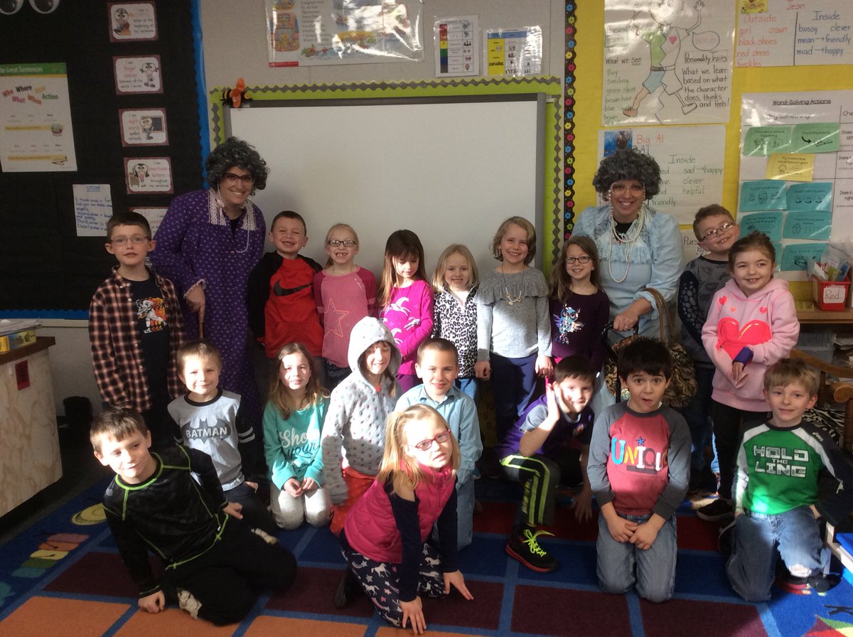 Mrs. Krause and Mrs. Rosenthal dressed up as 100 year old women to help us celebrate our 100th day of school!❤️ <a href="/PCSD_LN/">Lannoye Elementary</a> #Raiderstrong