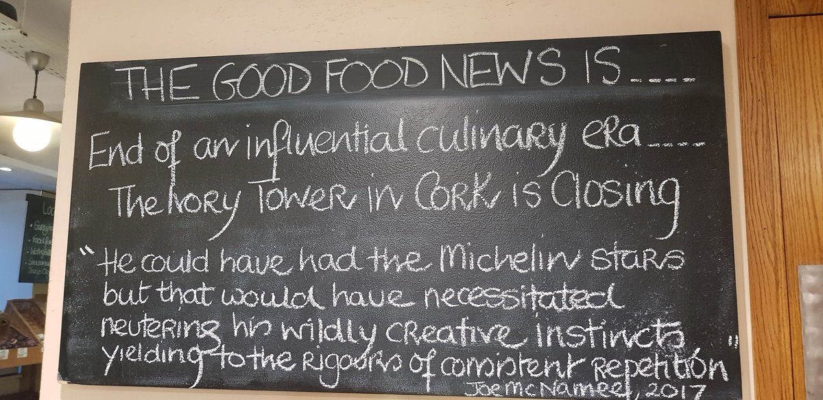 #thegoodfoodnewsis 
The Ivory Tower has managed to sell memorable food and character for 25 years; any volunteers to be Cork's next great non-PC restaurateurs?
<a href="/jozeemac/">Joe McNamee</a> <a href="/corkcuisine/">CorkCharacterCafes</a> #tastecork #thisisirishfood