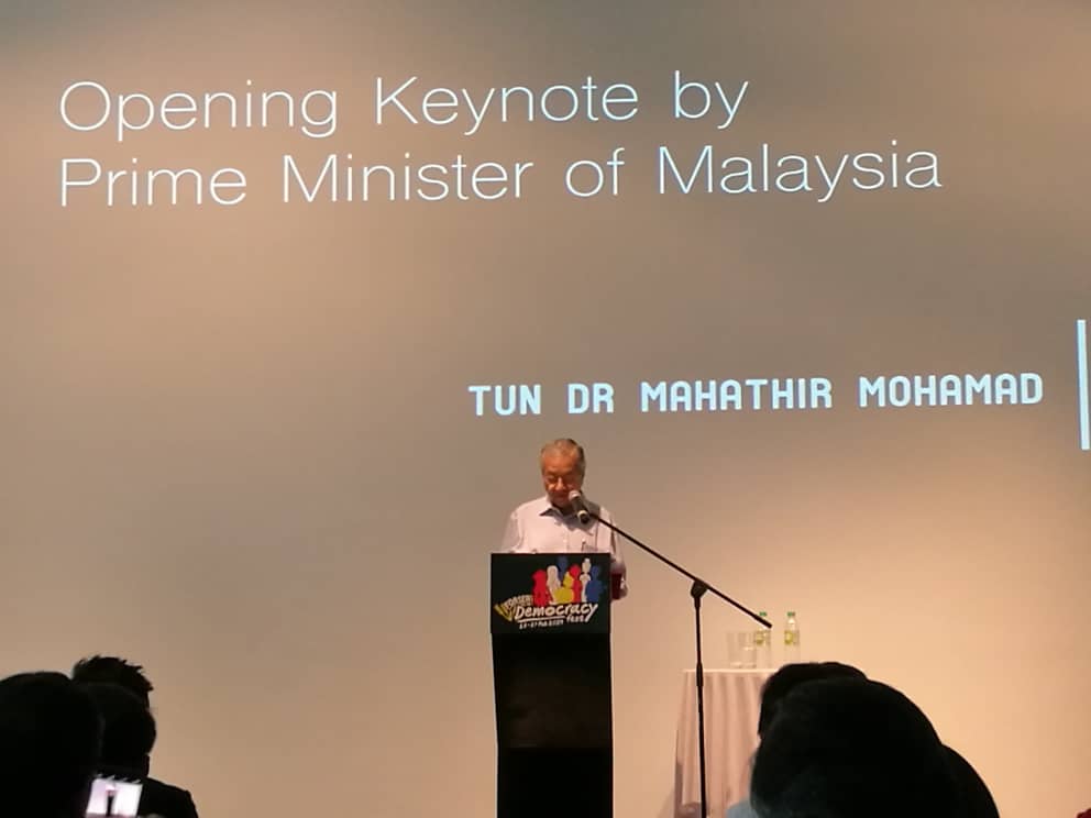 PM <a href="/chedetofficial/">Dr Mahathir Mohamad</a> delivers keynote address at the Forsea Kuala Lumpur Democracy Fest 2019