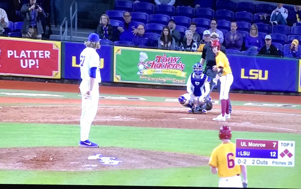 schleif5's tweet photo. First D1 at-bat and it’s on ESPN vs the #1 team in the county, doesn’t get much better than that...repping @WeRBennington, @BennBaseball, and Southeast CC! Proud of you @MasenPro https://t.co/joWvumabCt