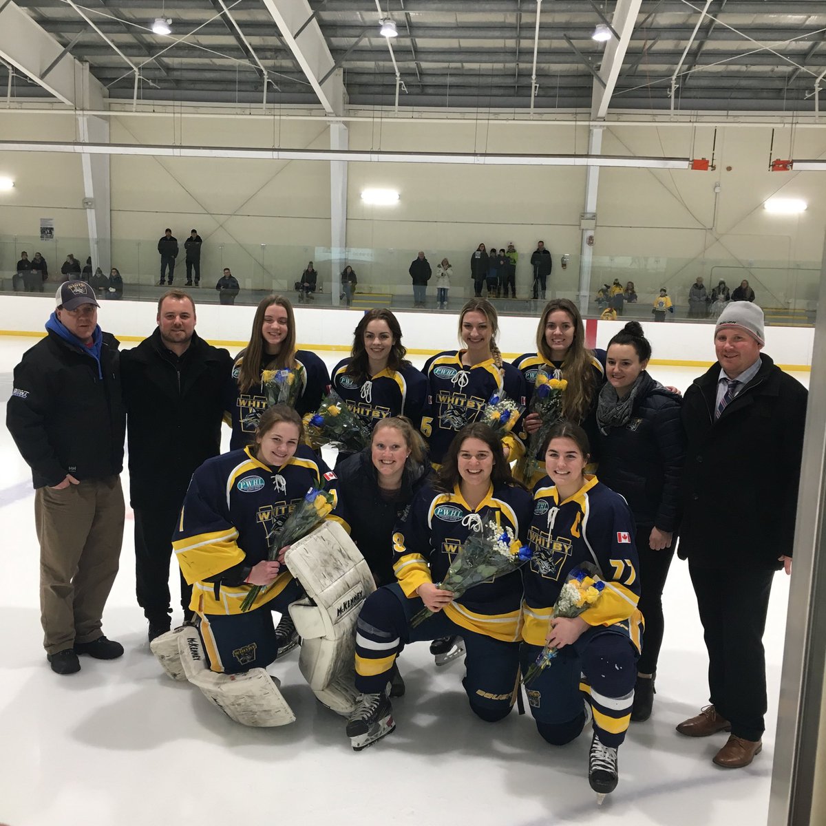 Tonight we honoured our graduating seniors.  Not only are they great hockey players they are incredible young ladies.
#OnceAWolfAlwaysAWolf
#WhitbyProud