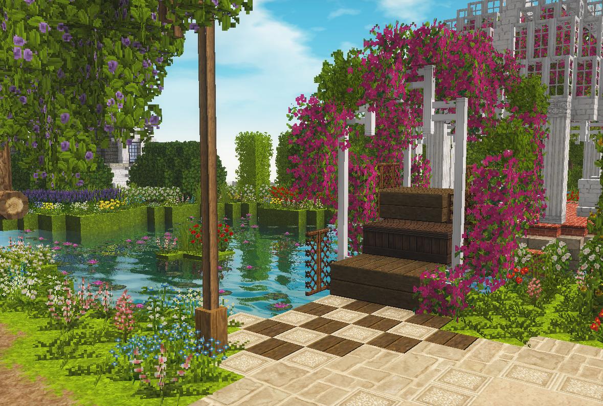 Mecchan マイクラブロガー Muse Syu 作ってたお庭これか S ﾉ ﾉ ピンク色が春らしくてよいね Twitter