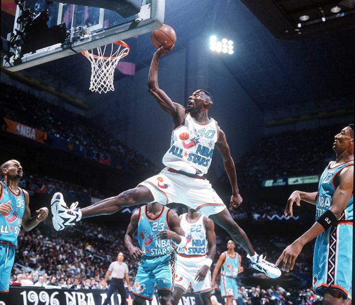 NBA_TimeMachine's tweet image. Shawn Kemp, 1996 All-Star Game in San Antonio, Texas.

#AllStarWeekend #ShawnKemp #ReignMan #90snba #NBAAllStar #Sonics #Seattle @Sonicsgate