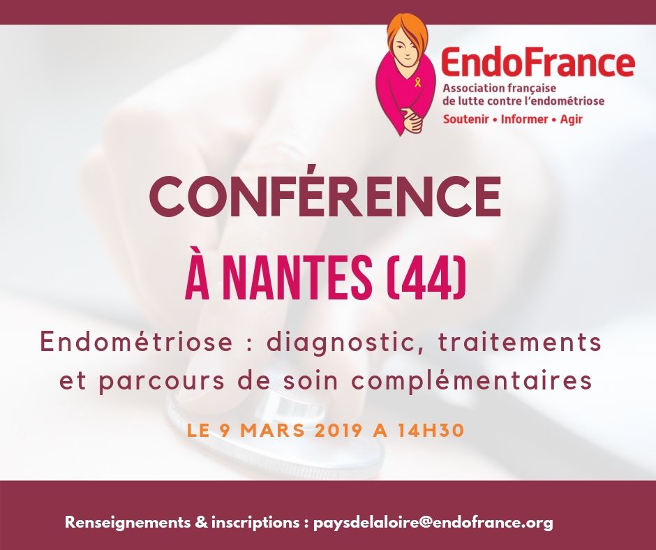 EndoFrance organise une conférence au CHU le 9 mars. L'occasion d'échanger sur les protocoles de soin de l'endométriose mais aussi sur les accompagnements en médecine alternative et complémentaire. 
Un évènement en partenariat avec ORA ! 😀