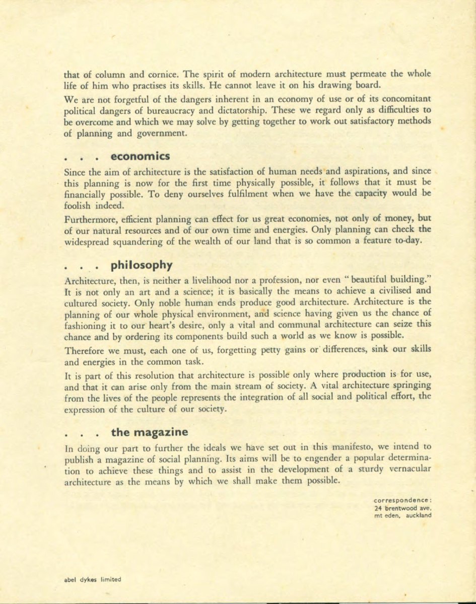 Auckland_Mat's tweet photo. Today I attended the funeral of Allan Wild, one of the original signatories of The Architectural Group’s manifesto.

Their clarity of purpose (in 1946) remains inspirational. https://t.co/643fkP4AWJ