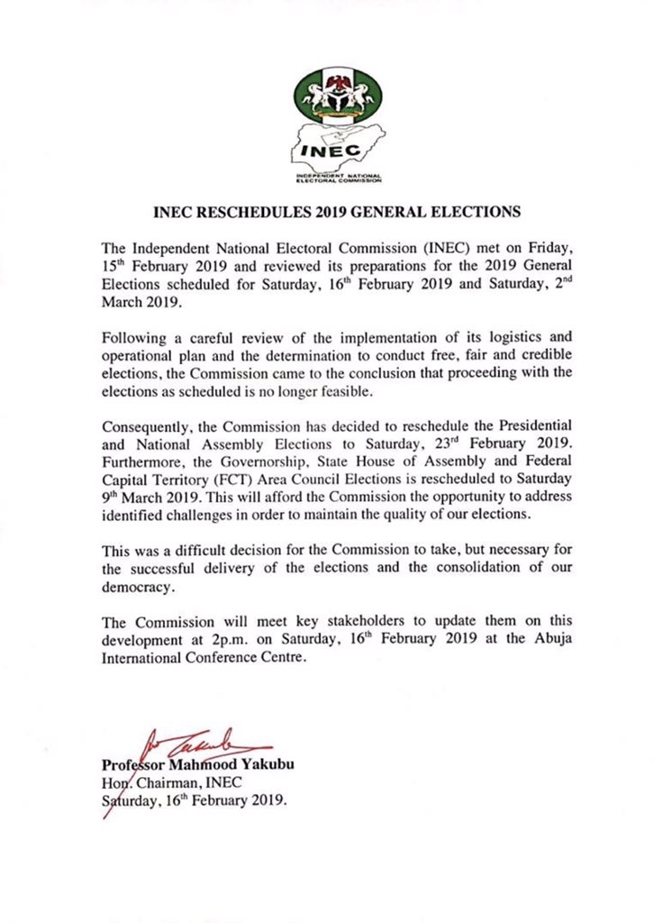 Nigerians fume at postponement of elections 5 hours before polls open
