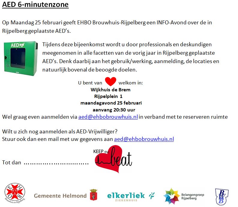 Uitnodiging voor de AED -Info-avond in de Brem