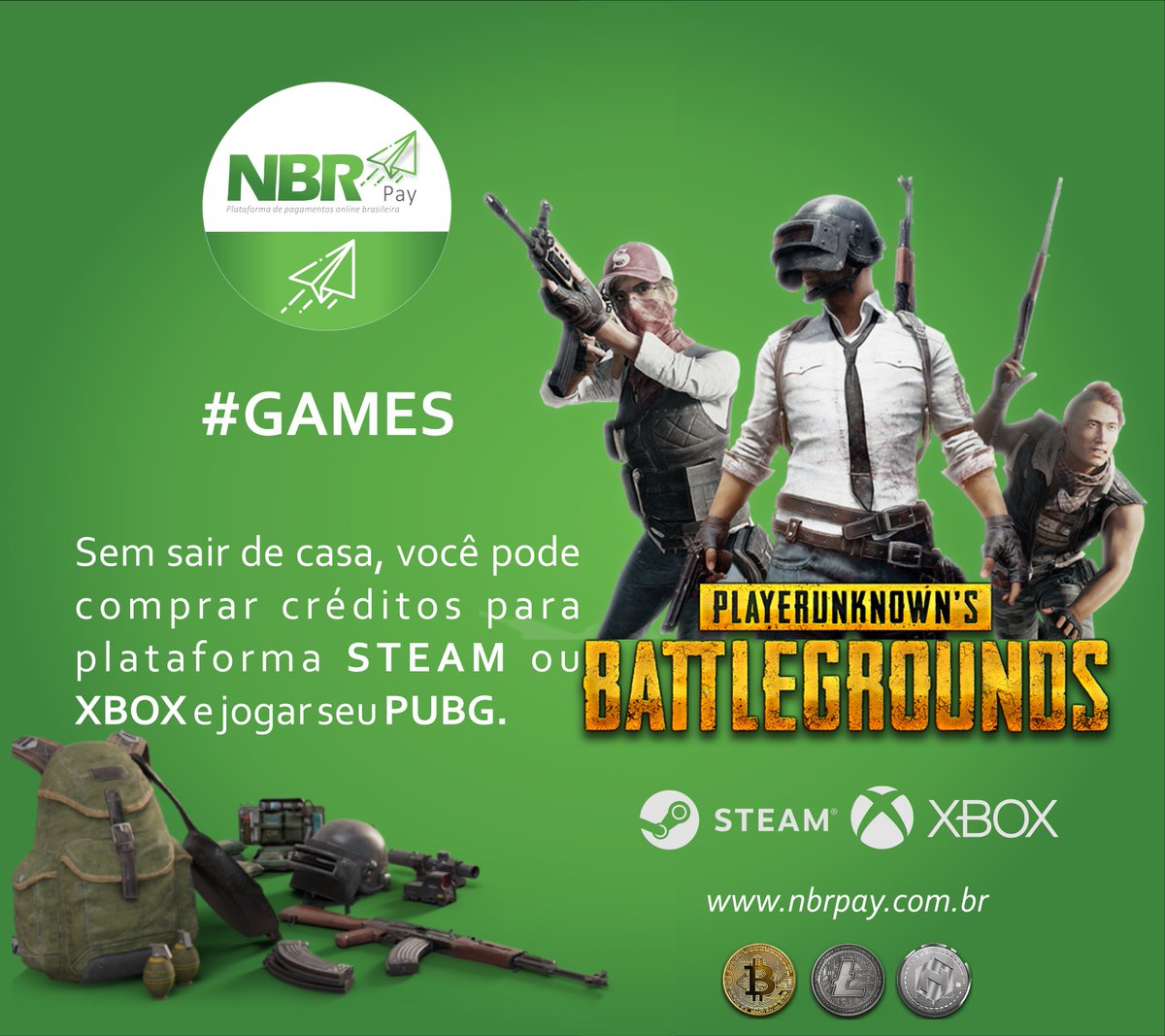 nbrpay's tweet photo. O seu fim de semana está chato? Com #chuva? ⛈
Compre Gift Card's sem sair de casa 🥳....
Jogar #PUBG 🕹 com tranquilidade.
#Steam #Xbox #Rixty #levelUp
Conheça a Plataforma @NBRpay.
Você encontra muitos outros produtos e serviços.
https://t.co/j1CG81oDLz https://t.co/eo1DLmc66R