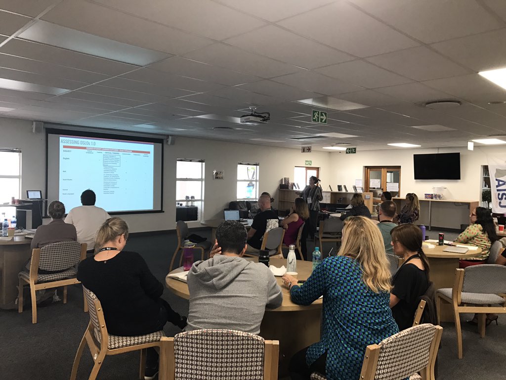 NicholsonTandL's tweet photo. @sgjsparrow talking about assessing DSLOs @AISJ_TandL. Do you provide a common language in your schools across subjects? https://t.co/8mqgsJFDsD