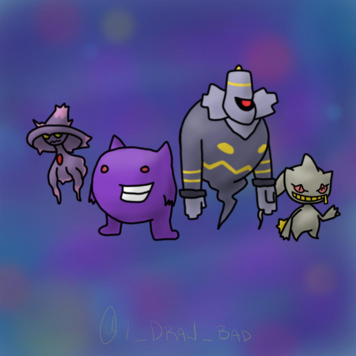 some poorly drawn ghost pokemon 👻❤