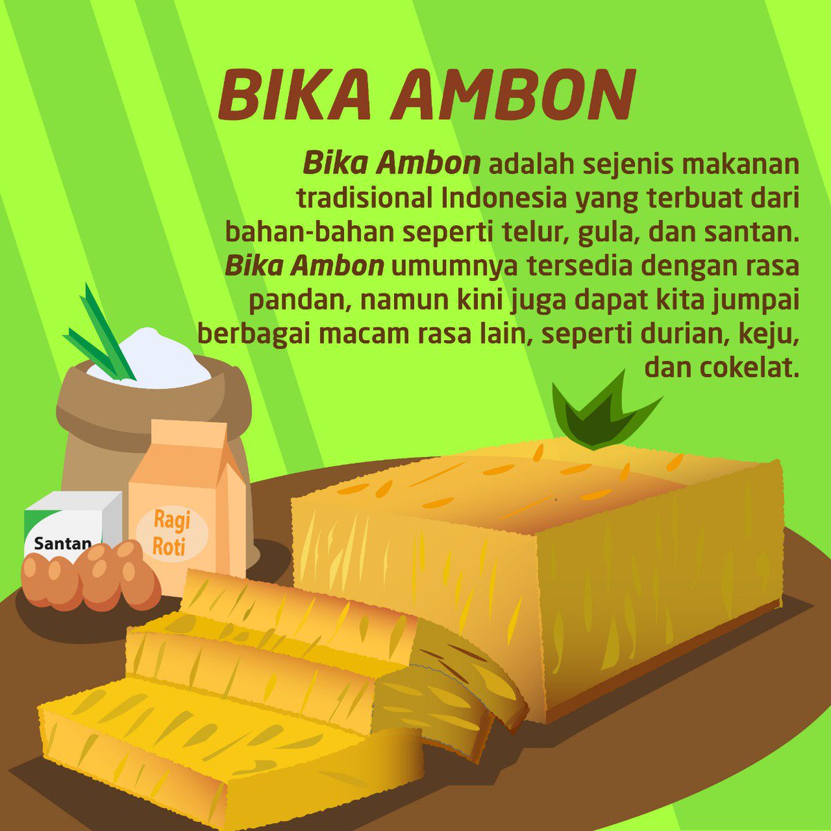 MerdekaBelajar on X: "Siapa di antara #SahabatDikbud yang menyukai makanan  tradisional yang satu ini? Tahukah #SahabatDikbud, berasal dari daerah mana  Bika Ambon? #BudayaSaya https://t.co/zkPY1FMXOn" / X