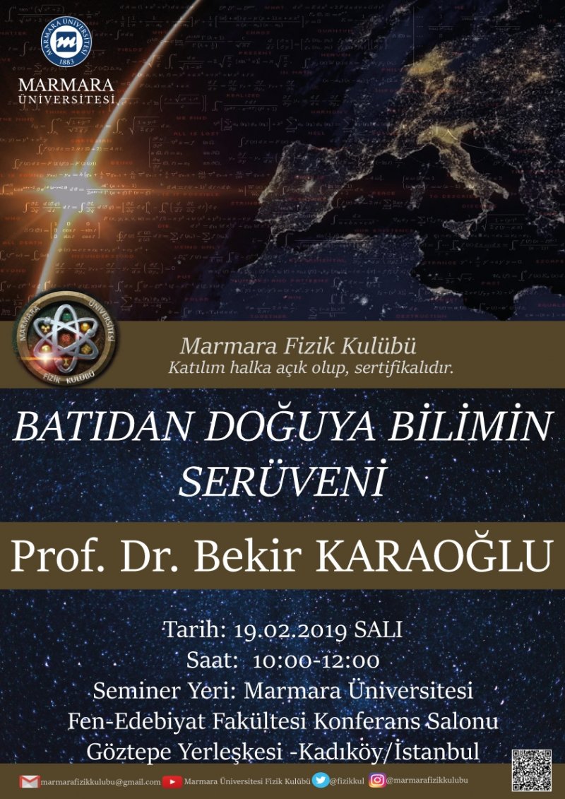 Değerli hocamız Prof.Dr.Bekir KARAOĞLU'nun katılımıyla gerçekleştirecek olduğumuz 19.02.2019 tarihli seminerimize sizler de davetlisiniz.