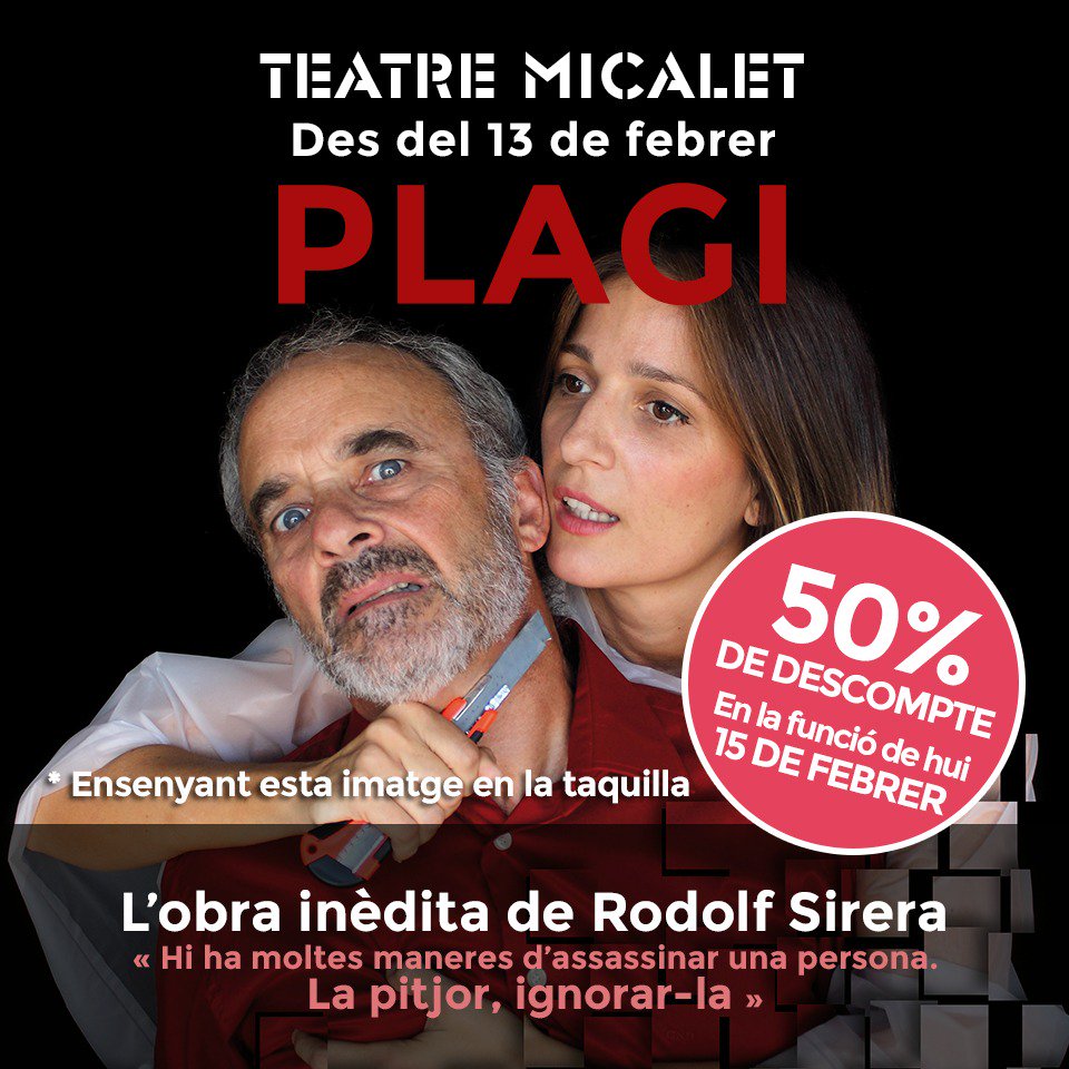 CompanyStas's tweet photo. #16febrer
"Plagi" al @TeatreMicalet
18h #RendaBasicap a l'Ateneu Popular #Xàtiva
18'30h #CarmeAlborch a l'antiga F de Filosofia i Lletres
17 i 20h al CCultural Polivalent "estos murers em sonen"
19,30h #JoseEscolanoGil al PubLiberpool #Alcoi
@musicaNvalencia @territoriAPunt https://t.co/r7jrVmbhby