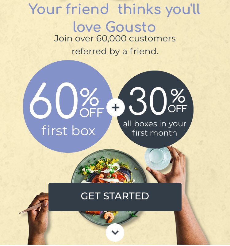 Conscious of food waste? Try @goustocooking the #FoodSubscription service to discover new yummy recipes every week and now with 60% off your first box and then 30% off for a month with my referral code. Check it out cook.gousto.co.uk/raf/?promo_cod… #food #gousto #cooking #RecipeOfTheDay