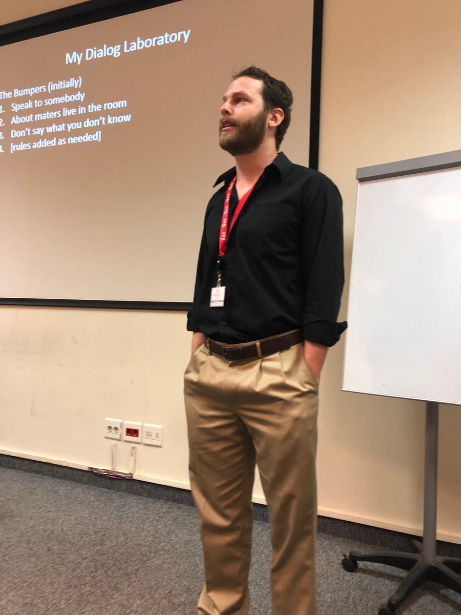 #etlhe2019 ⁦<a href="/AUBCommSkills/">AUB CommSkillsProgrm</a>⁩ @aubenglish@preparing people for the future @thelanguagelaboratory theSpace of dialog laboratory Speak to somebody in the room about matters live in the room and don’t say what you don’t know no questions = bumpers in the