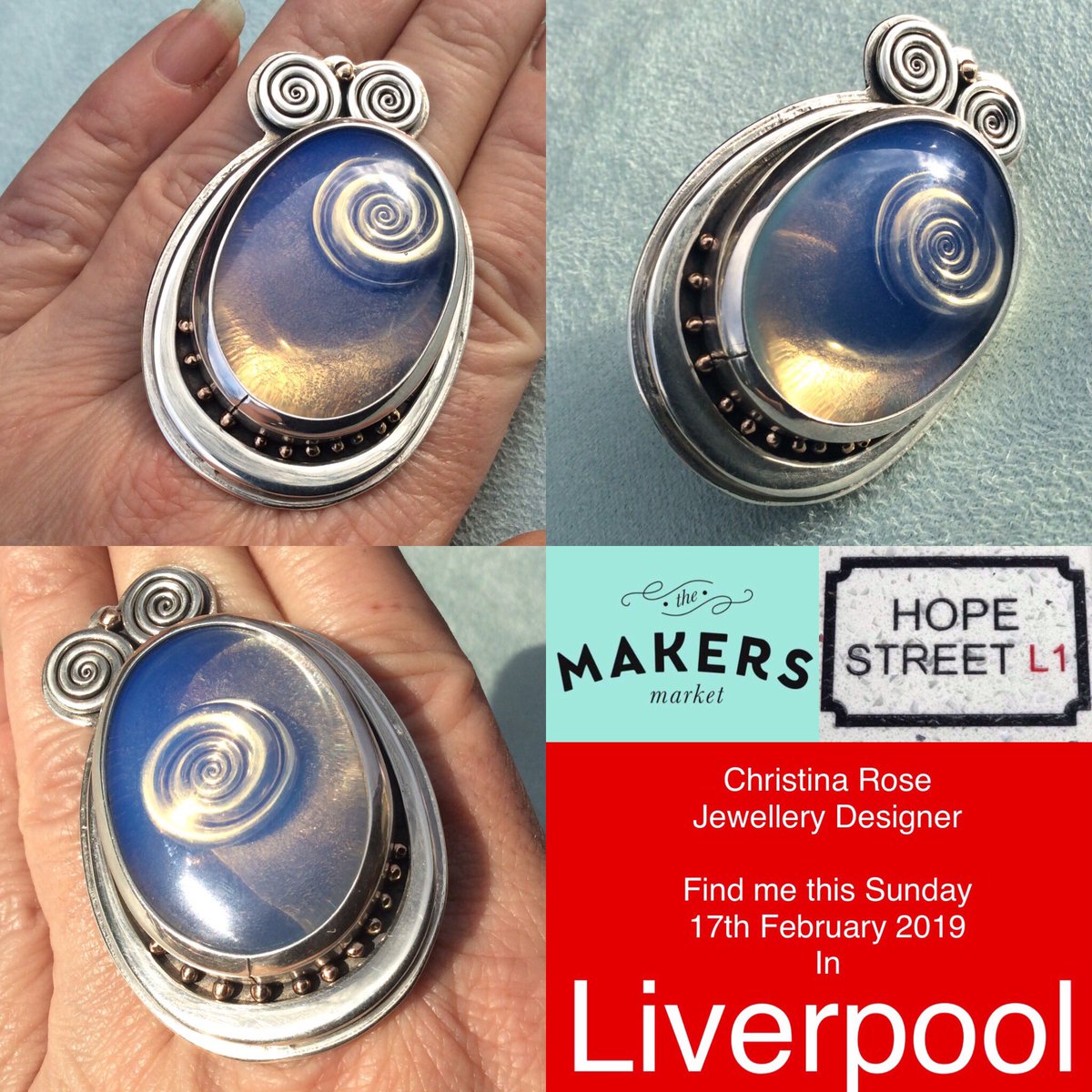 ChristinasWork's tweet photo. Find me with a smile on my face and on my latest 'dinner plate ring' make at @_makersmarket tomorrow. Insta me @christinarosejewellery to see the free moving #spiral Shake Rattle and Roll. @angelcakepics  @lpoolunderlined @LiverpoolTweeta @artinliverpool https://t.co/Fo6Dnyo474