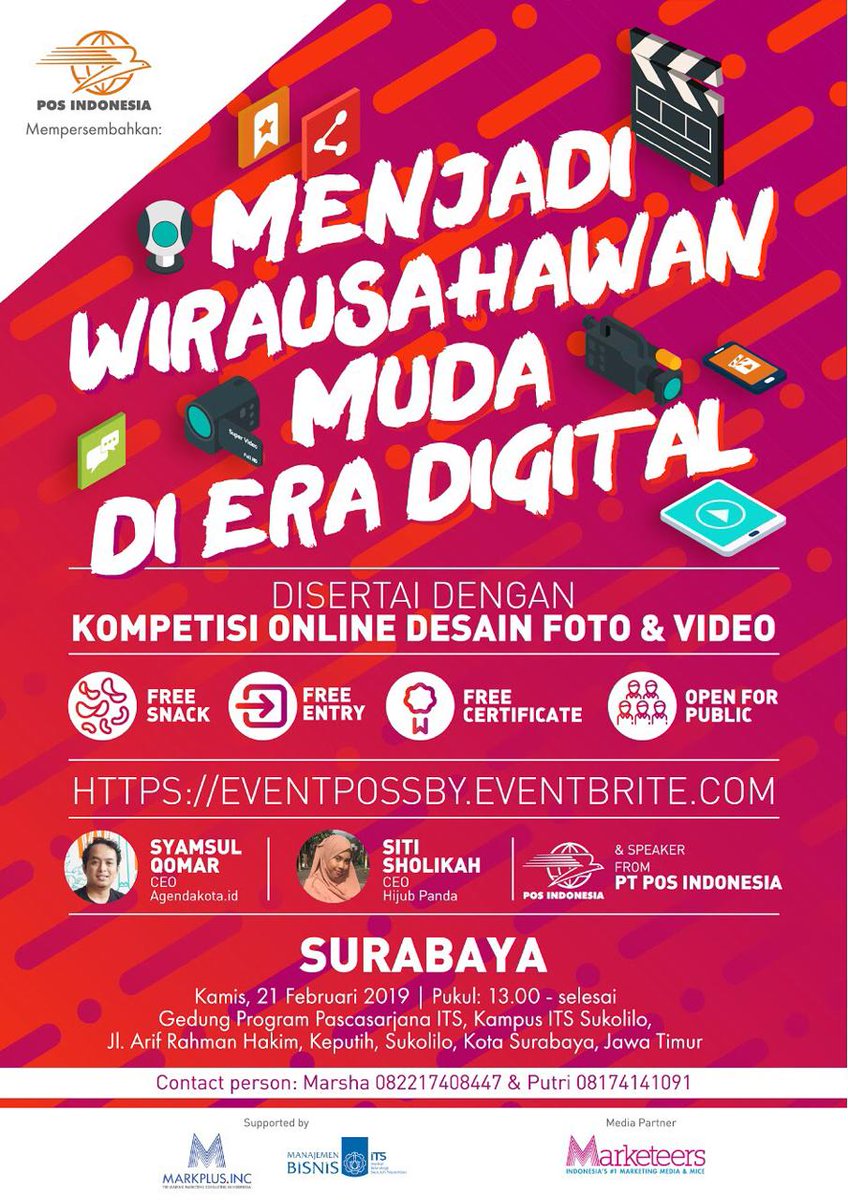 Hadiri Seminar Menjadi Wirausahawan Muda di Era Digital. Pendaftaran:
eventpossby.eventbrite.com

<a href="/the_marketeers/">Marketeers</a> <a href="/MarkPlus_Inc/">MarkPlus, Inc.#MPC18</a> cc .<a href="/KampusUpdate/">Kampus Update</a>