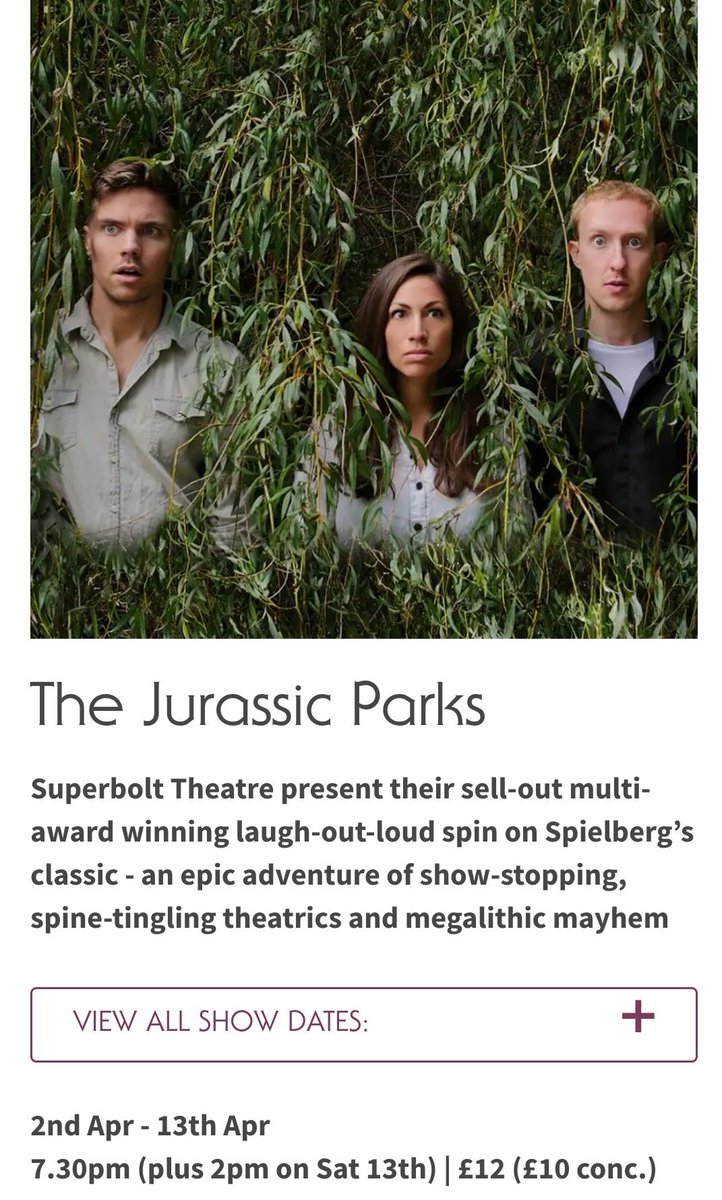 BRISTOL!! We are coming to <a href="/WardrobeTheatre/">The Wardrobe Theatre</a> in APRIL!

Our 5⭐ show The Jurassic Parks is playing from the 2nd to the 13th!

Please RT! 

Book now to avoid disappointment! 
thewardrobetheatre.com/livetheatre/th…

#comedy #bristol #jurassic #theatre