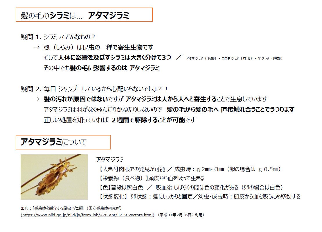 ট ইট র 髪結い竜也 髪の毛のシラミ アタマジラミ について アタマジラミは不潔が原因でなるものではなく 感染症のように人から人へとうつっていくものなので少しの知識と理解で随分 防ぐことができます 特に大事なことだけまとめました ট ইট র 髪結い竜也 髪の毛のシラミ アタマジラミ について アタマジラミは不潔が原因でなるものではなく 感染症のように人から人へとうつっていくものなので少しの知識と理解で随分 防ぐことができます 特に大事なことだけまとめました