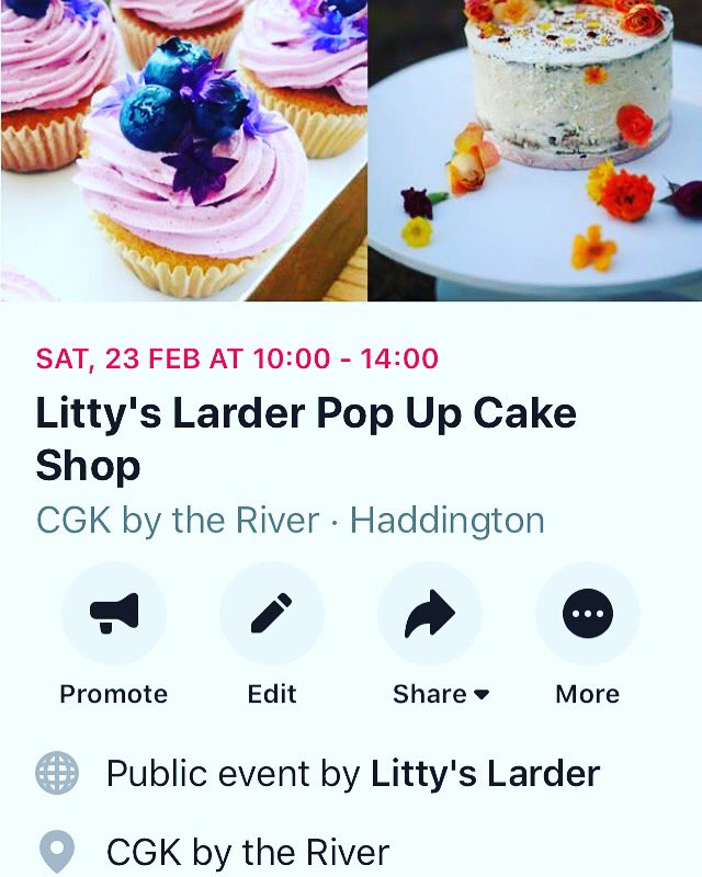 littyslarder's tweet photo. POP UP CAKE SHOP in collaboration with @thecooksCGK ! Sat 23rd Feb 10am until 2pm (or earlier if sell out!) at 10, The Sands, Haddington! A selection of bakes using local and seasonal bakes! 
#eastlothian #scratchbaker #eeeats #edinburgh #baker #popupshop #eastlothianfoodanddrink https://t.co/rvmPbY5weX