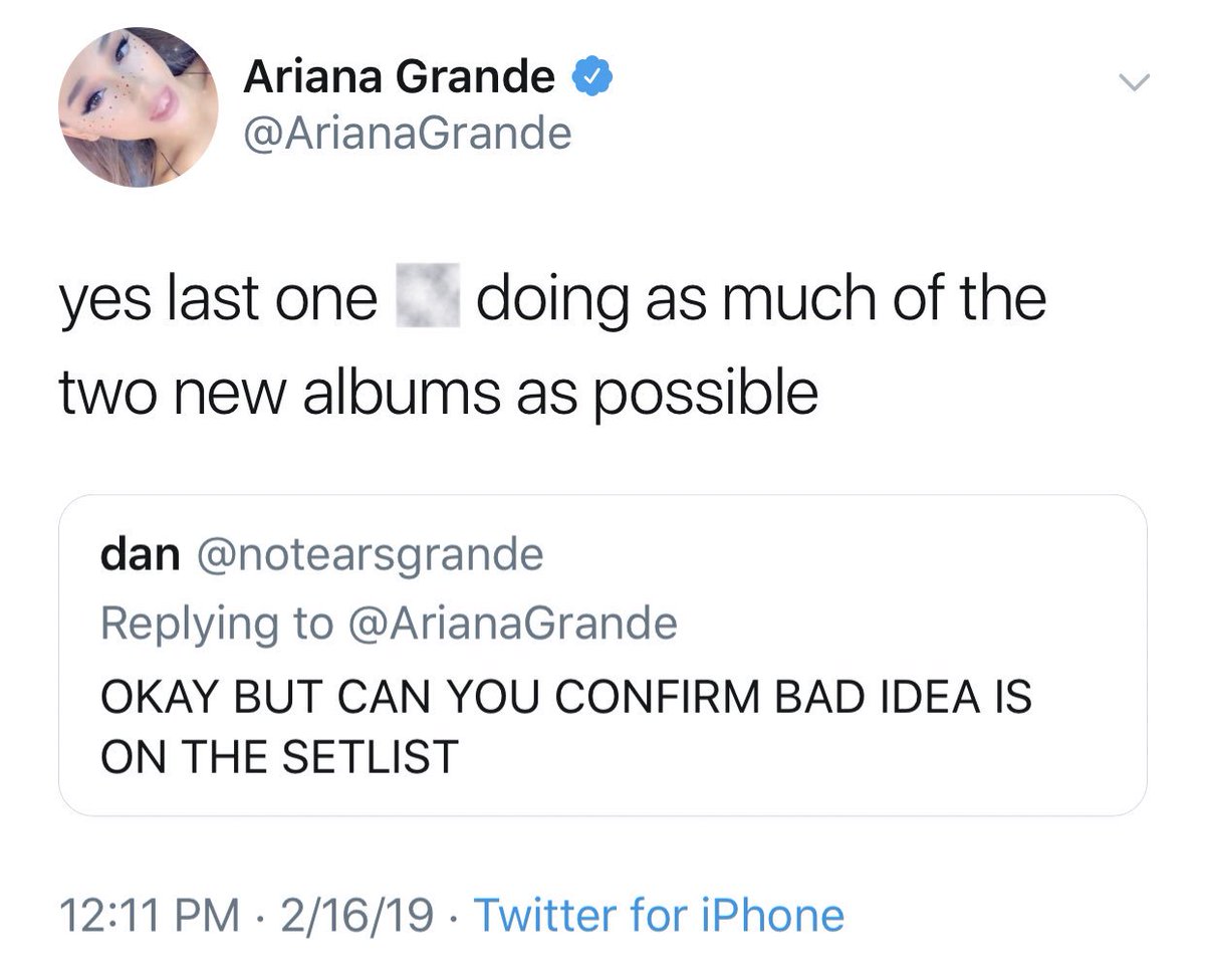 Grande Tour News On Twitter Ariana Confirms Bad Idea