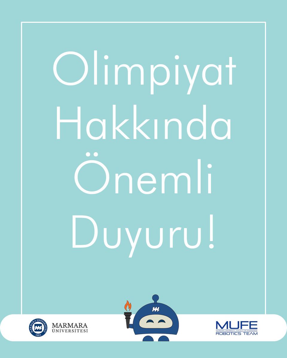 Yaşadığımız teknik aksaklıklardan dolayı robot kayıtlarınızı olimpiyat.muferobotics.com adresinden gerçekleştirebilirsiniz. Anlayışınız için teşekkür ederiz.