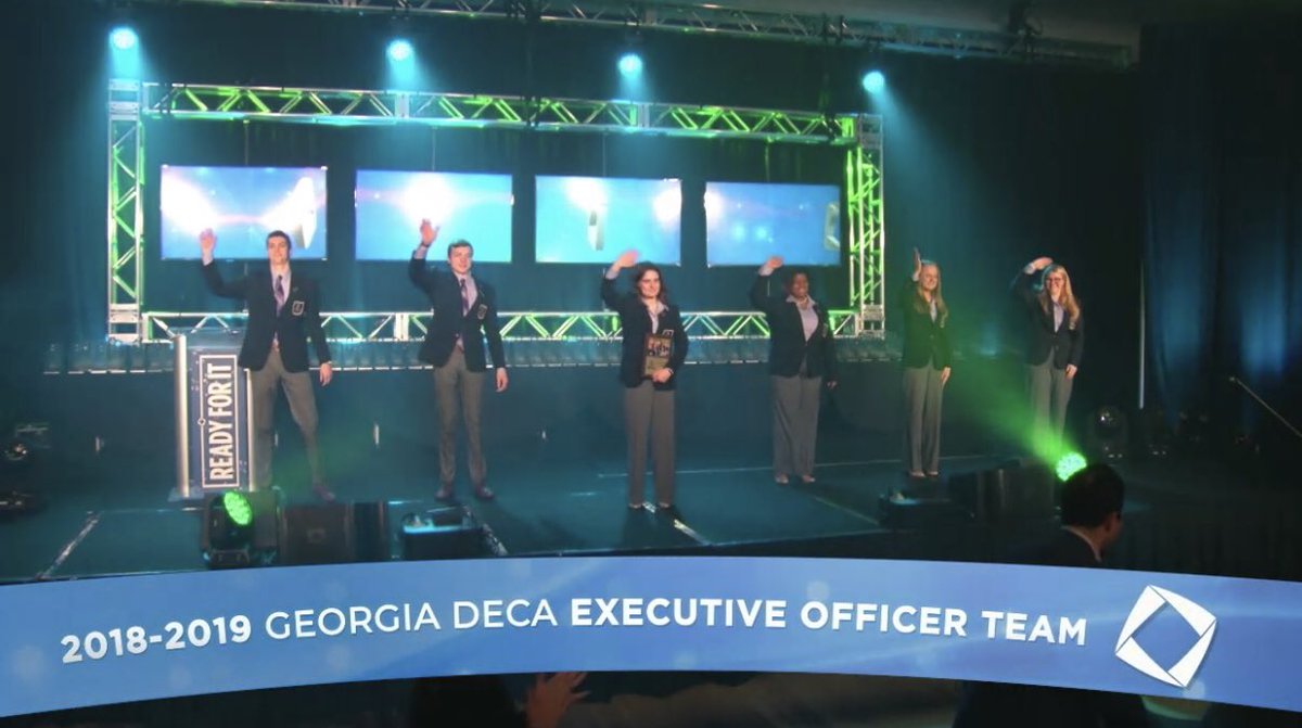 Today completed my term as the Georgia DECA VP of Marketing. I am so honored that I got to serve all of the amazing members of <a href="/Georgia_DECA/">Georgia DECA</a> Also, a huge shout out to my state officer team and my wonderful advisor! I can’t wait to see all of our finalists in Orlando!