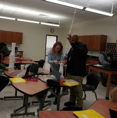 DeSotoISDAdvAca's tweet photo. Pre-AP + AP teachers spent their @DeSotoLearning day orienting themselves to The Work of #verticalalignment. Challenge: (1) Build two separate structures (2) Combine the structures w/o changing their shape (3) Add the "student" (4) Describe how it relates to vertical alignment https://t.co/MFseGsV89I