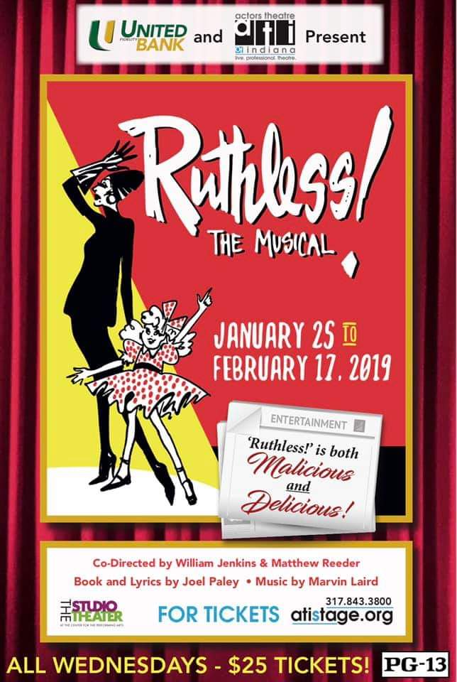 melsie1203's tweet photo. 2 days left to see @AtiStageLive's #RuthlessTheMusical at @CPApresents #TheStudioTheater. Everyone needs a good laugh, so come on out & get yours now through 2/17 https://t.co/lZkyPTiLRi @CITYOFCARMELIN @VisitIndy @VisitIndiana @VisitHamiltonCo @megindy1 @CI_Carmel @AroundIndy https://t.co/RCaIYsDWUf