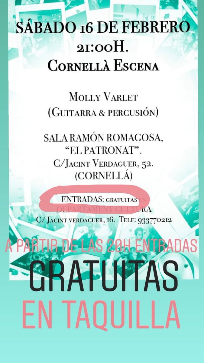 Esto es hoy!
Entradas gratuitas en taquilla!