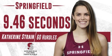 WTRACK: Katherine Strain notches a first place finish for #SpringfieldCollege as she sprints to a 9.46 second finish in the 60 meter hurdles. #d3track