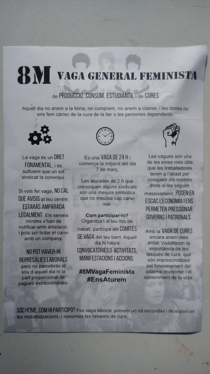 VF_gracia's tweet photo. 10 raons per fer vaga laboral, de consum, estudiantil i de cures el 8 de març! Ajuda'ns a difondre!#8MVagaFeminista #EnsAturem https://t.co/v7s7kIsvNL
