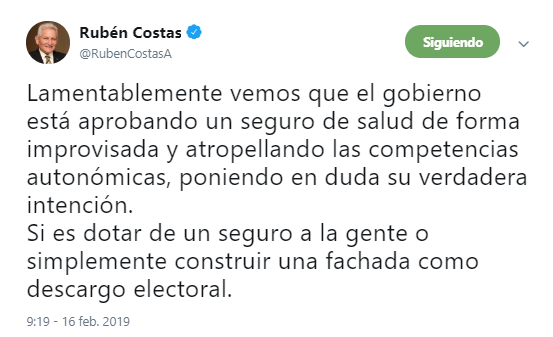 noticiasfides's tweet photo. #Último El gobernador de Santa Cruz, @RubenCostasA, lamenta la "aprobación improvisada" de la ley del Sistema Único de Salud (SUS)  e indica que con ello "se atropella las competencias autonómicas" de los departamentos. #ANF https://t.co/FLiKz6QeeF