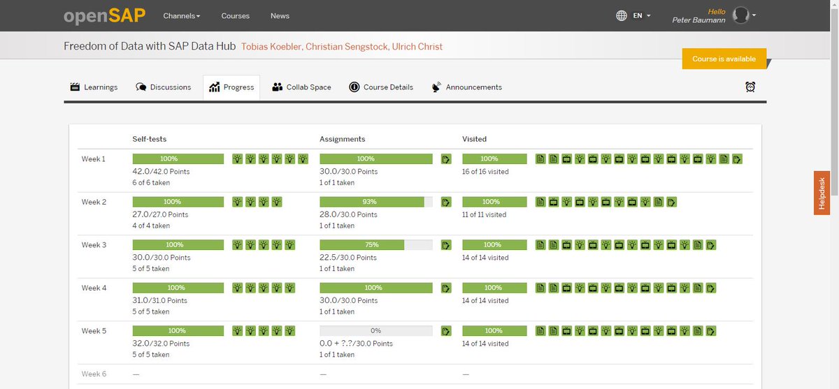 sapanalytix's tweet photo. 5 of 6! - Forecast 30/30 again - I have a run 😃... - Freedom of Data with SAP Data Hub - Assignment Week | #OpenSAP #SAPDataHub #Analytics #SAPAnalytics #MOOC #SAPVora #BigData #Docker #Kubernetes #K8S https://t.co/tjmzaFFzvj