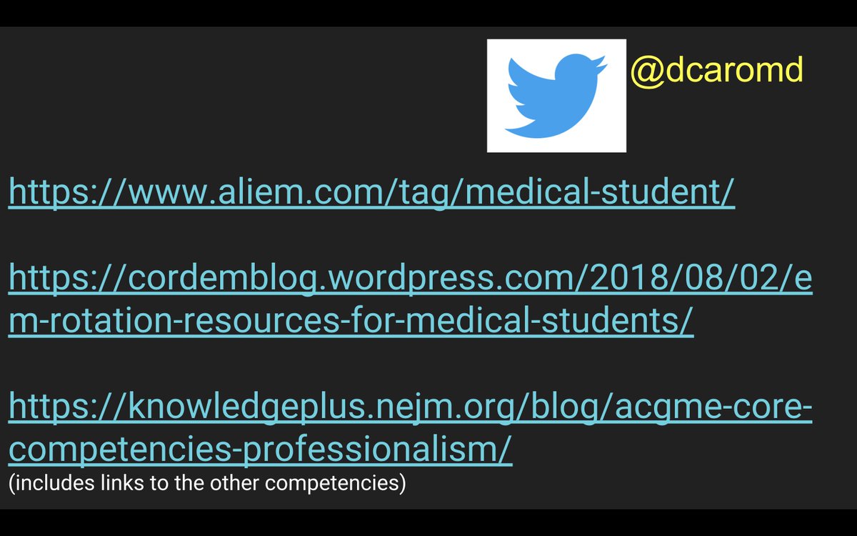 dcaromd's tweet photo. EM-bound medical student info from my AMSA talk today at the University of Miami.  For educational purposes only. https://t.co/YFmdpvSywV