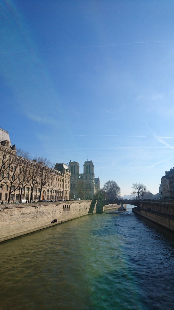 Q3_Paris19's tweet photo. Comme dans un Disney: lovely time at Notre-Dame Cathedral. We are enjoying an utterly gorgeous weather, as you can see. #LeBossudeNotreDame https://t.co/98YNcoOB4B